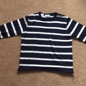 Pigment Navy Blue And White Striped Sweater